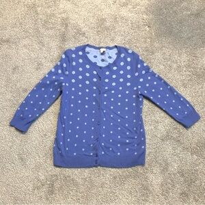 Talbots blue cardigan light blue polka dots size medium